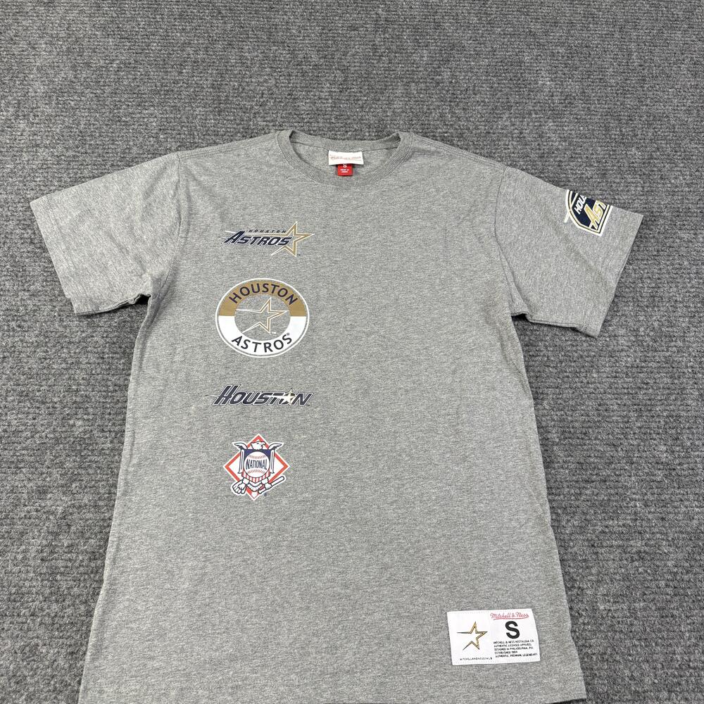 Houston Astros Shirt Mens Small Gray MLB Baseball Mitchell & Ness Throwback